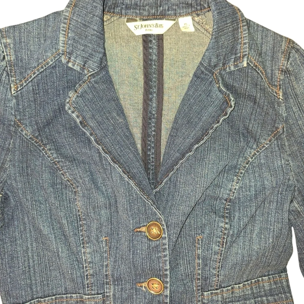 Boho Fairy Denim Jacket Petite Small Dark Wash.
